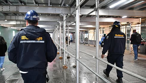 A NYC Department of Buildings enforcement scene at a construction site