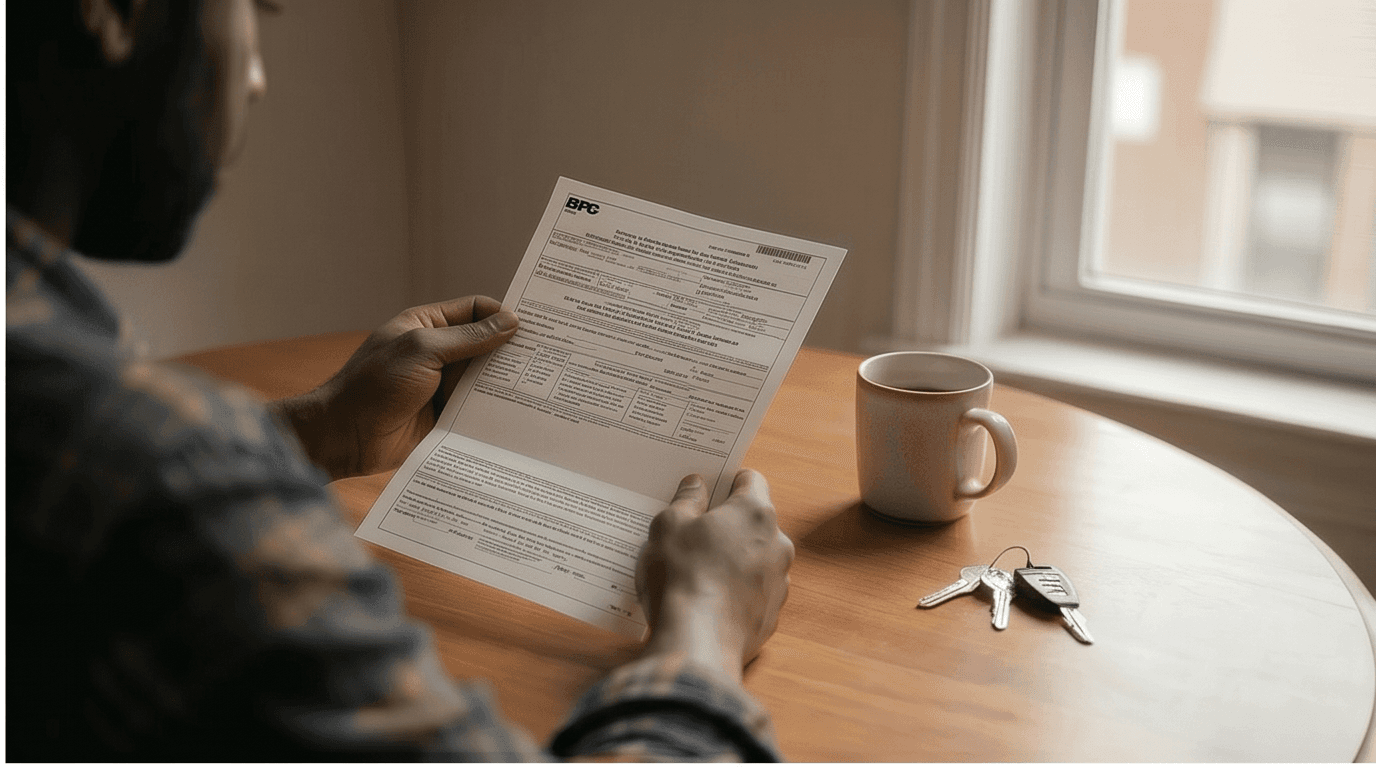 A NYC homeowner reviewing a Department of Buildings violation notice at home